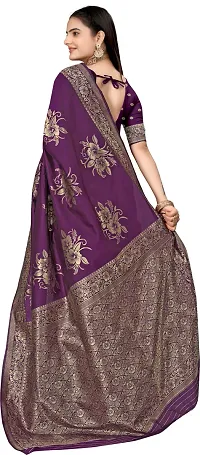 Stylish Purple Art Silk Saree With Blouse Piece For Women-thumb1