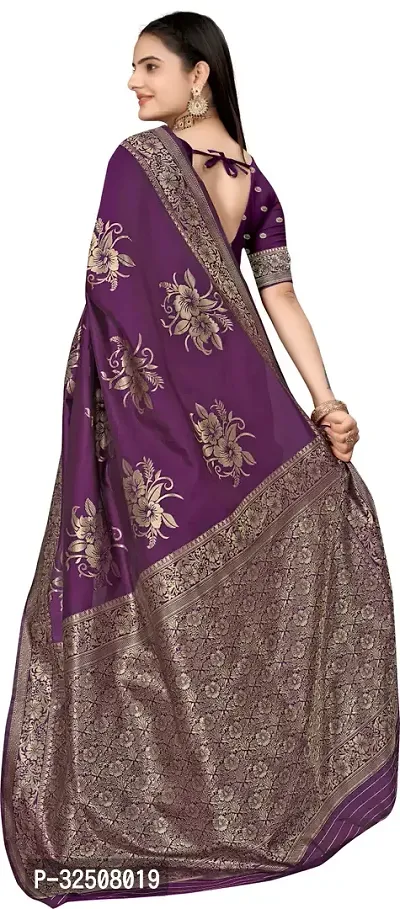 Stylish Purple Art Silk Saree With Blouse Piece For Women-thumb2