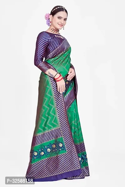 Stylish Green Art Silk Saree With Blouse Piece For Women-thumb2