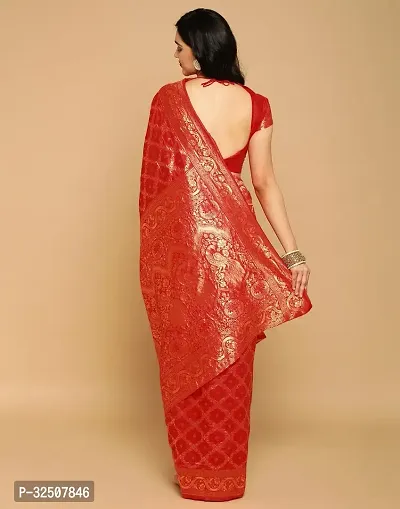 Stylish Red Art Silk Saree With Blouse Piece For Women-thumb2