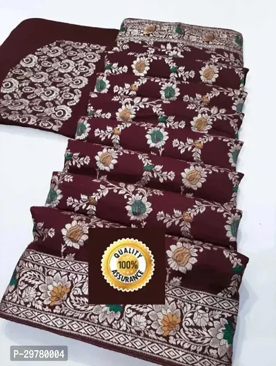 Stylish Brown Art Silk Saree with Blouse piece For Women-thumb0