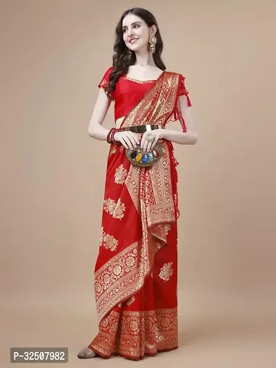 Stylish Red Art Silk Saree With Blouse Piece For Women-thumb3