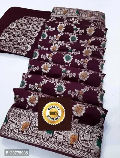 Stylish Brown Art Silk Saree with Blouse piece For Women