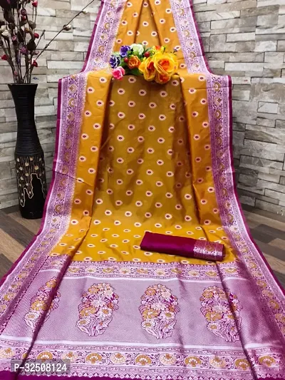 Stylish Mustard Art Silk Saree With Blouse Piece For Women-thumb0