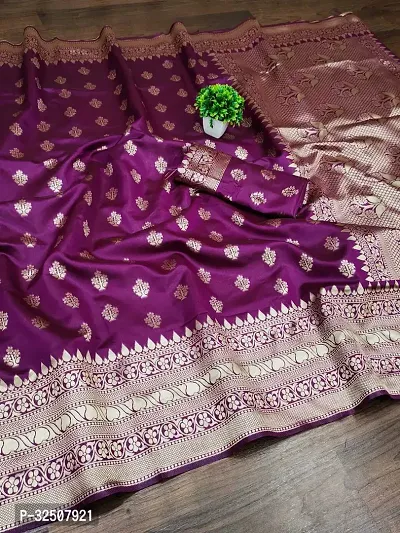 Stylish Purple Art Silk Saree With Blouse Piece For Women-thumb0