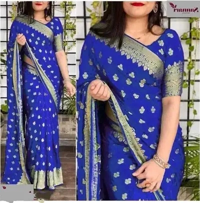 Glamorous Art Silk Saree with Blouse piece 