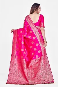 Stylish Pink Art Silk Saree With Blouse Piece For Women-thumb1