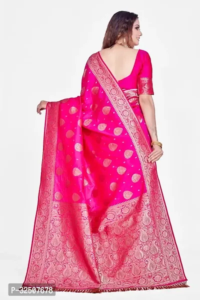 Stylish Pink Art Silk Saree With Blouse Piece For Women-thumb2