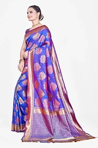 Stylish Blue Art Silk Saree With Blouse Piece For Women-thumb1