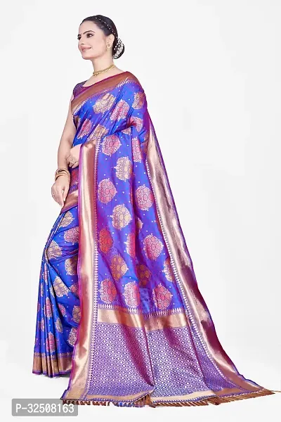 Stylish Blue Art Silk Saree With Blouse Piece For Women-thumb2