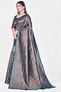 Stylish Teal Art Silk Saree With Blouse Piece For Women-thumb1