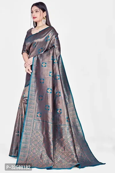 Stylish Teal Art Silk Saree With Blouse Piece For Women-thumb2