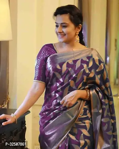 Stylish Purple Art Silk Saree With Blouse Piece For Women