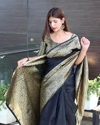 Stylish Black Art Silk Saree With Blouse Piece For Women-thumb2