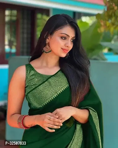 Stylish Green Art Silk Saree With Blouse Piece For Women-thumb2