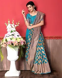 Stylish Teal Art Silk Saree With Blouse Piece For Women-thumb4