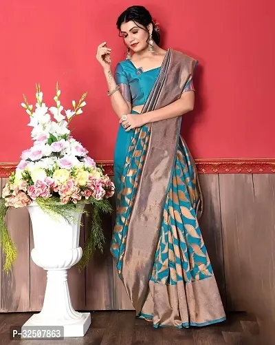 Stylish Teal Art Silk Saree With Blouse Piece For Women-thumb5