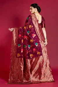 Stylish Purple Organza Saree With Blouse Piece For Women-thumb1