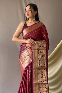 Stylish Maroon Art Silk Saree With Blouse Piece For Women-thumb2