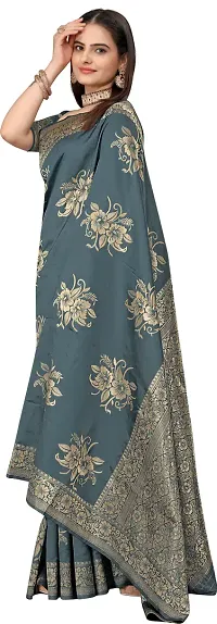 Stylish Grey Art Silk Saree With Blouse Piece For Women-thumb2