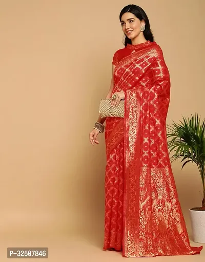 Stylish Red Art Silk Saree With Blouse Piece For Women-thumb3