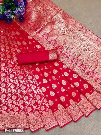 Stylish Red Art Silk Saree with Blouse piece For Women-thumb0