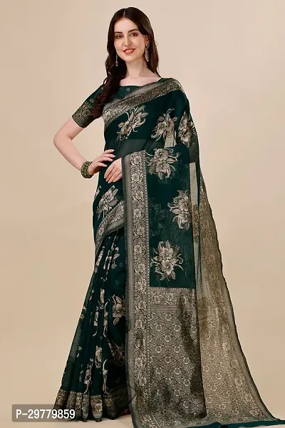 Stylish Green Art Silk Saree with Blouse piece For Women-thumb0