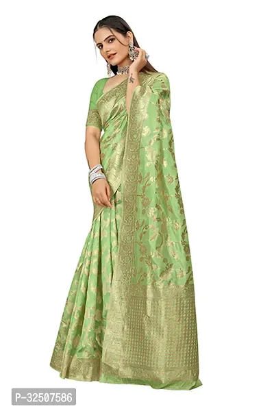 Stylish Green Art Silk Saree With Blouse Piece For Women-thumb2