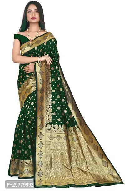 Stylish Green Art Silk Saree with Blouse piece For Women