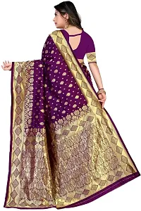 Stylish Purple Art Silk Saree with Blouse piece For Women-thumb1