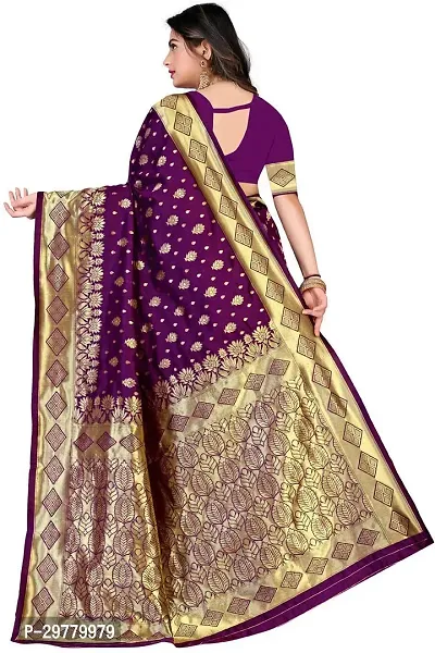 Stylish Purple Art Silk Saree with Blouse piece For Women-thumb2