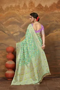 Stylish Green Organza Saree With Blouse Piece For Women-thumb2