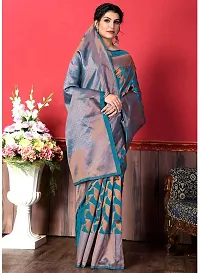 Stylish Teal Art Silk Saree With Blouse Piece For Women-thumb3