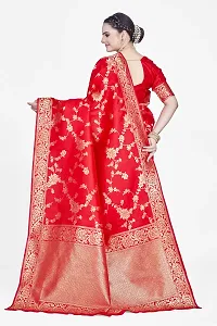 Stylish Red Art Silk Saree with Blouse piece For Women-thumb1