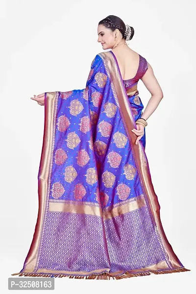 Stylish Blue Art Silk Saree With Blouse Piece For Women-thumb4