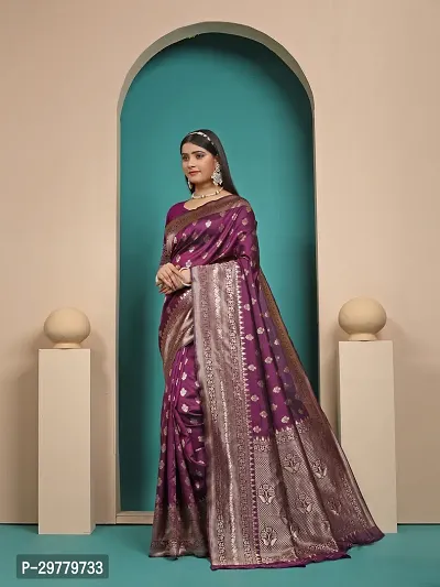 Stylish Purple Art Silk Saree with Blouse piece For Women-thumb0