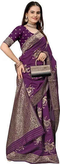 Stylish Purple Art Silk Saree With Blouse Piece For Women-thumb3