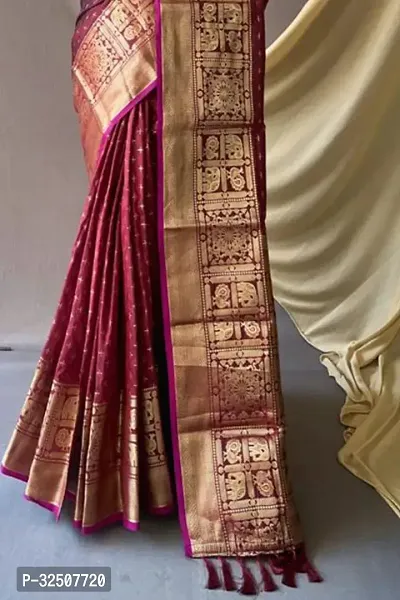 Stylish Maroon Art Silk Saree With Blouse Piece For Women-thumb4