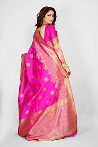 Stylish Pink Art Silk Saree with Blouse piece For Women-thumb1