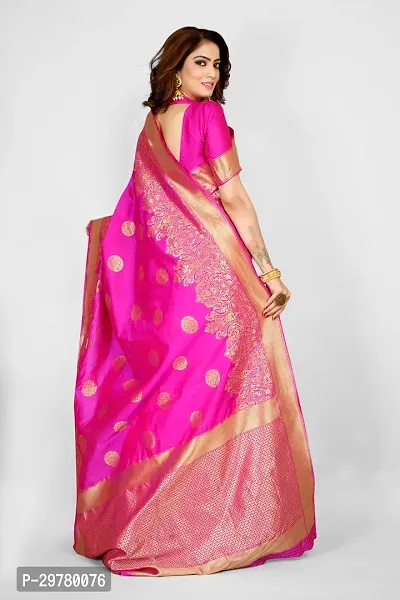 Stylish Pink Art Silk Saree with Blouse piece For Women-thumb2