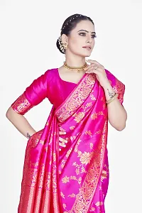 Stylish Pink Art Silk Saree With Blouse Piece For Women-thumb4