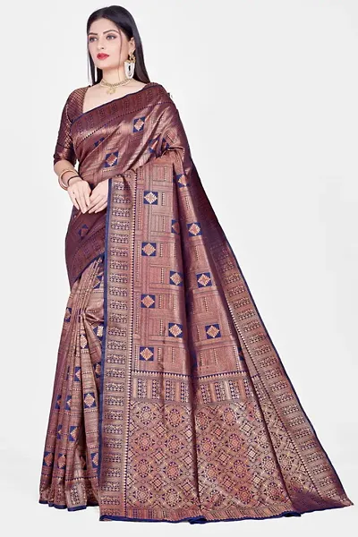 Stylish Art Silk Zari Woven Sarees With Blouse Piece