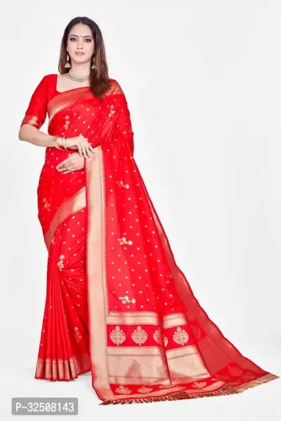 Stylish Red Art Silk Saree With Blouse Piece For Women-thumb0