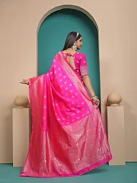 Stylish Pink Art Silk Saree with Blouse piece For Women-thumb1