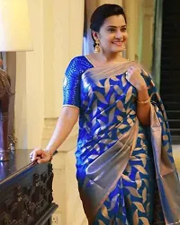 Stylish Blue Art Silk Saree With Blouse Piece For Women-thumb1