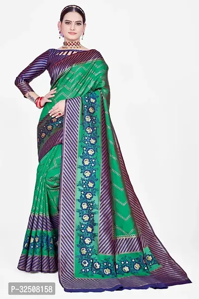 Stylish Green Art Silk Saree With Blouse Piece For Women-thumb4