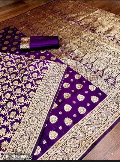 Stylish Purple Art Silk Saree with Blouse piece For Women-thumb0