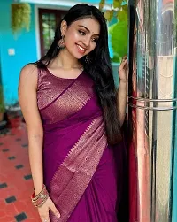 Stylish Purple Art Silk Saree With Blouse Piece For Women-thumb2