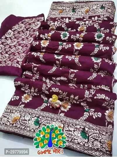 Stylish Purple Art Silk Saree with Blouse piece For Women