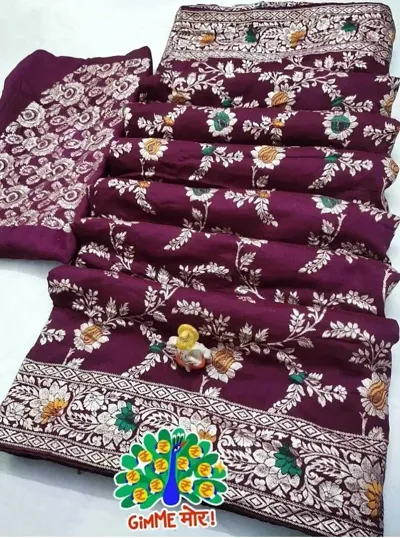 Chanderi Cotton Jacquard Zari Weaving Sarees with Blouse Piece